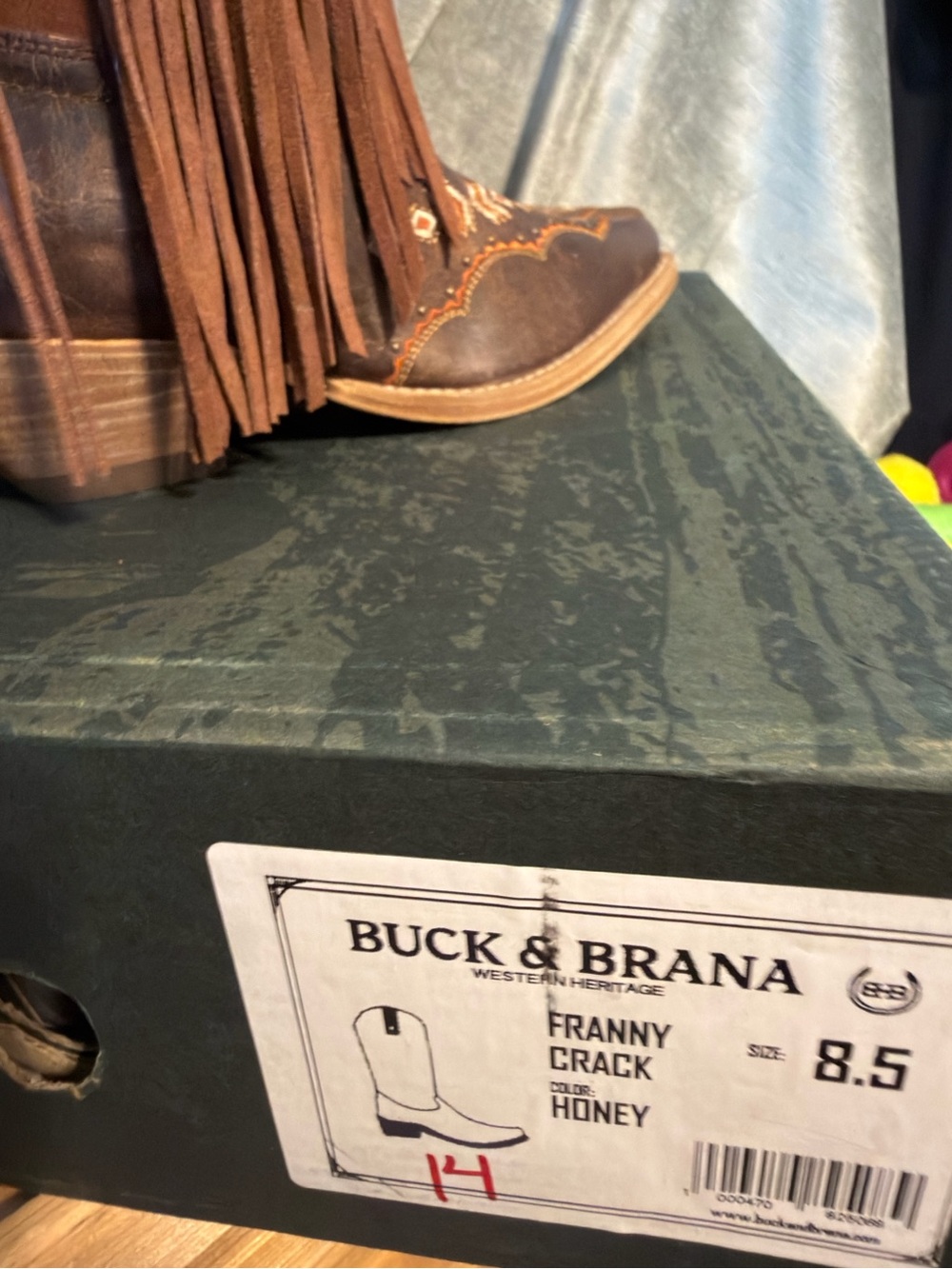 Buck & Brana *NEW* Franny Crack Women's Boot w/Fringe in Honey. Size 8.5 - Picture 16 of 16